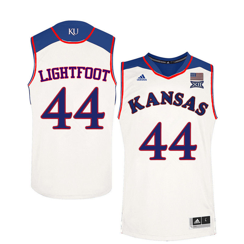 Men Kansas Jayhawks #44 Mitch Lightfoot College Basketball Jerseys-White